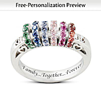 Family Together Forever Personalized Crystal Birthstone Ring