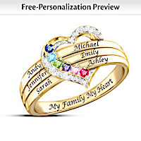 Personalized Birthstone Ring With Up To 6 Family Names