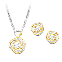 White Topaz Knot Pendant For Daughters With Free Earrings
