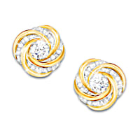 Love Knot 18K Gold-Plated White Topaz Earrings