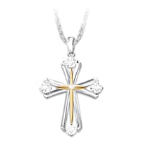 5-Diamond & 10K Solid Gold Cross Granddaughter Necklace