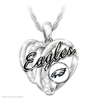 Philadelphia Eagles Necklace With Enameled Logo & Crystals