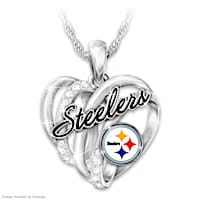 Pittsburgh Steelers Necklace With Enameled Logo & Crystals