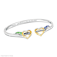 Seattle Seahawks Bracelet With Team Colored Crystals