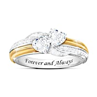 "I Love You Forever" White Topaz Ring With Kisslock Design
