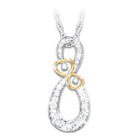 Infinity Pendant Necklace With 12 Diamonds For Granddaughter