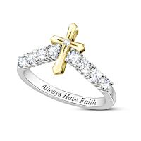 Genuine White Topaz Faith's Promise Ring