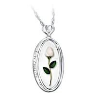 "Love Lives On" Rosebud Remembrance Necklace With Diamond