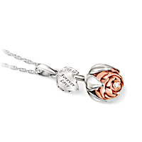 Rose Of Love Diamond Pendant Necklace With Blooming Petals