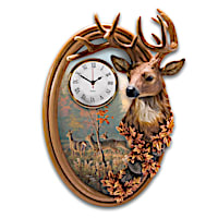 Sculptural Deer Art Wall Clock By Greg Alexander
