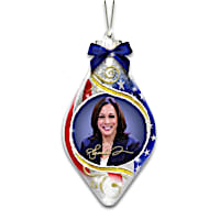 Kamala Harris Hand-Blown Glass Ornament Lights Up