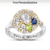 "Love Brings Us Together" Birthstone Heart Motion Ring