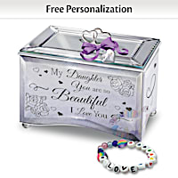Mirrored Music Box For Daughter With Personalized Charm