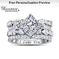 Diamonesk Facets Of Love 4-Rings-In-One Personalized Ring
