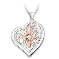 Diamond & Mother Of Pearl Faith And Love Pendant Necklace