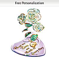 Glass Rose Memorial Centerpiece With Personalized Charm