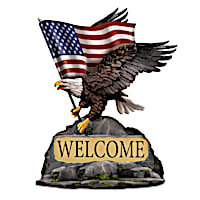"American Welcome" Outdoor Sign With Solar-Powered Lights