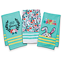 "Spring Has Sprung" Set Of 3 Cotton Terry Hand Towels