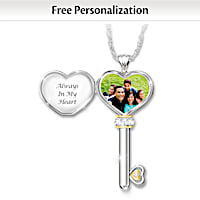 "Family Is The Key" Locket Necklace With Your Family Photo