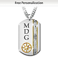 Personalized Damascus Steel Pendant Necklace For Grandson