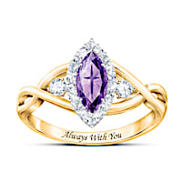 "Always With You" Genuine Amethyst And Topaz Religious Ring