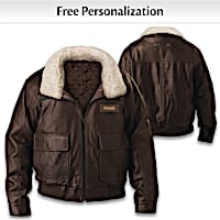 Leather Aviator Men's Jacket Personalized With Initials