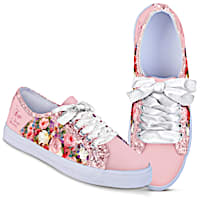 Breast Cancer Awareness Floral Ever-Sparkle Canvas Shoes