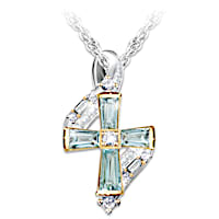 4 Sky Blue Topaz Heavenly Father Pendant Necklace