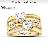 "Love Joins Us Together" Stacked Ring With 2 Names