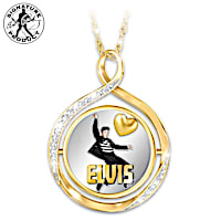Elvis "Let's Rock" Flip Pendant Necklace With Crystals