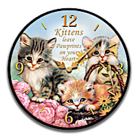 J&#252;rgen Scholz "Time For Kittens" Wooden Wall Clock