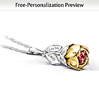 Birthstone Opening Bloom Granddaughter Personalized Necklace