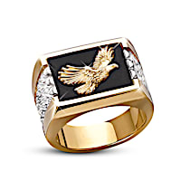 "Wings Of Glory" Sculpted Eagle And Black Onyx Men's Ring