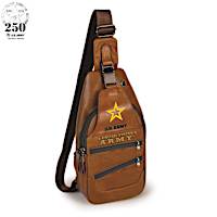 Army Faux Leather Crossbody Sling Bag With Embroidered Patch