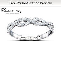 Simulated Diamond Entwined Personalized Wedding Ring