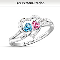 Personalized Birthstone TWOgether In LOVE Ring