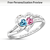 Personalized Birthstone TWOgether In LOVE Ring