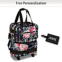"On My Way" Personalized Floral Print Rolling Travel Bag