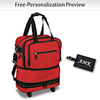 Expandable Foldable Rolling Bag And Tag With Your Initials