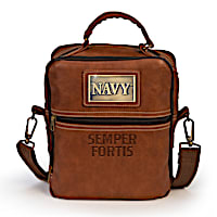 U.S. Navy Faux Leather Gear Organizer Bag With Metal Plaque