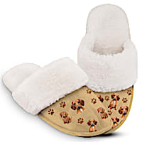 Dachshund Faux Suede Women's Slippers With Faux Fur