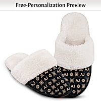 Faux Suede House Slippers Personalized With Your Initials