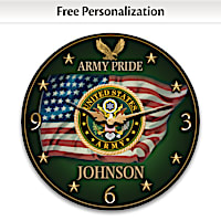 "Army Pride" Wooden Wall Clock Personalized With Family Name