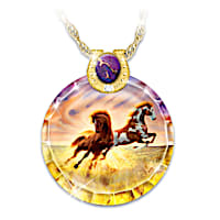 Sunrise Surprise Horse Artwork Pendant Necklace