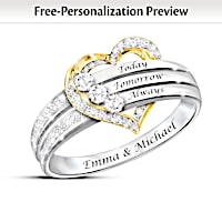 "Today, Tomorrow & Always" Personalized White Topaz Ring