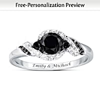 Romantic Personalized Ring With 1/2 Ct. Of Black Diamonds