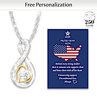 Genuine Diamond Unwavering Support Army Pendant Necklace