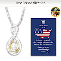 Genuine Diamond Unwavering Support Navy Pendant Necklace