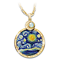 Genuine Rainbow Moonstone Starry Night Pendant Necklace