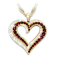 "Perfect Together" Garnet And Diamond Entwined Heart Pendant